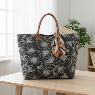 Cotton fabric JEANS EMBROIDERY Lisa design C