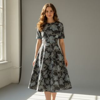 Cotton fabric JEANS EMBROIDERY Lisa design D