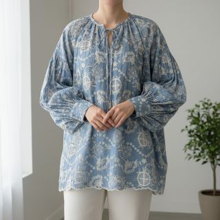 Cotton fabric JEANS Embroidery Buttercup