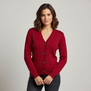 Knitted jacquard Cably dark red