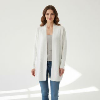 Knitted jacquard Cable white