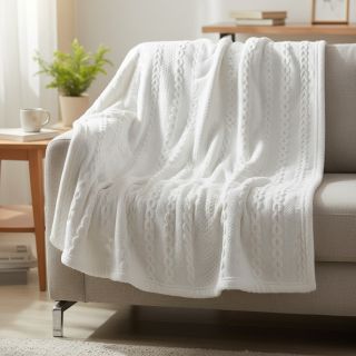 Knitted jacquard Cable white