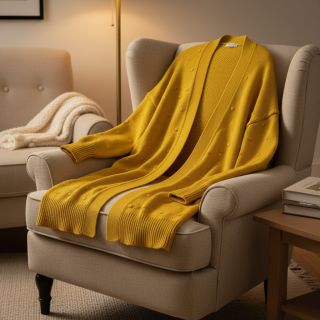 Knit fabrics BIG KNIT DOT ochre