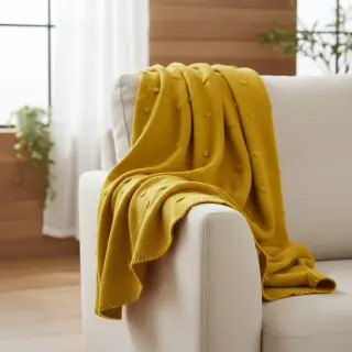 Knit fabrics BIG KNIT DOT ochre