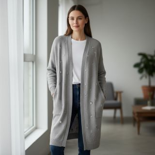 Knit fabrics BIG KNIT DOT grey