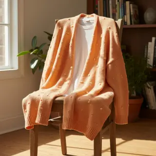 Knit fabrics BIG KNIT DOT peach
