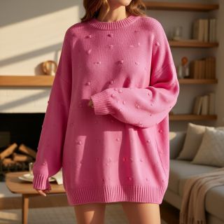 Knit fabrics BIG KNIT DOT pink