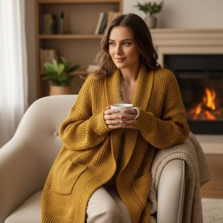 Knit fabrics BIG KNIT mustard