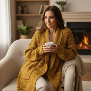 Knit fabrics BIG KNIT mustard