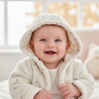 Coat fabric TEDDY Tossed hearts silver