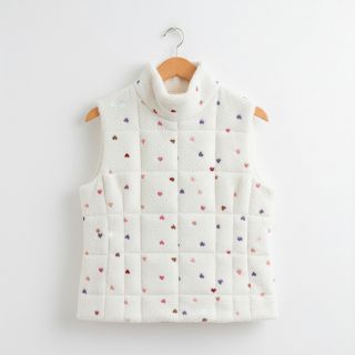 Coat fabric TEDDY Tossed hearts multi