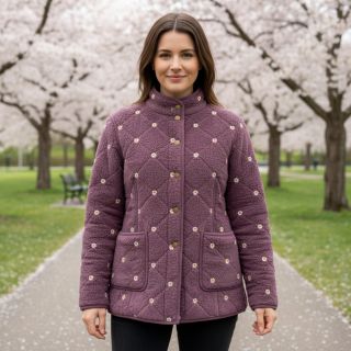 Coat fabric TEDDY EMBROIDERY Mini rosewood