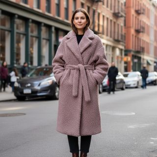 Coat fabric TEDDY dark powder