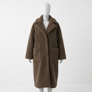 Coat fabric TEDDY dark brown