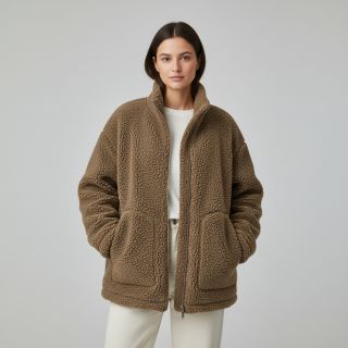 Coat fabric TEDDY soft taupe