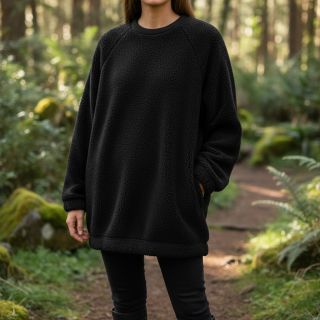 Coat fabric TEDDY black