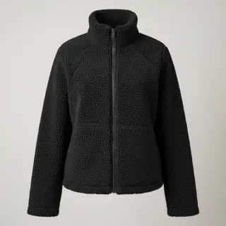 Coat fabric TEDDY black