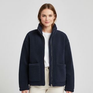 Coat fabric TEDDY navy