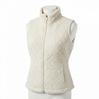 Coat fabric TEDDY Hearts in hearts ecru