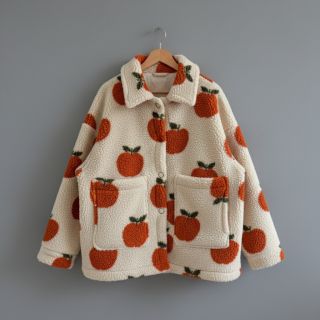 Coat fabric TEDDY JACQUARD Apples