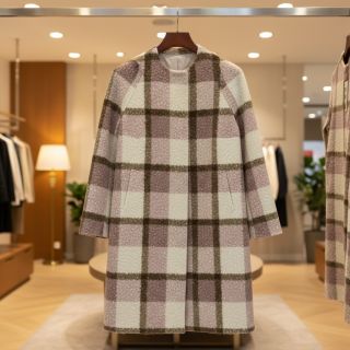 Coat fabric Bouclé Squares design C