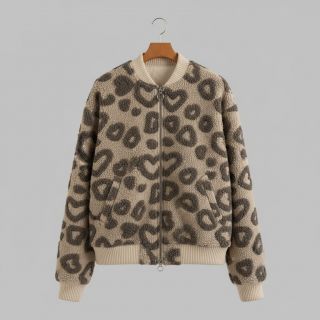 Coat fabric TEDDY Hearts sand