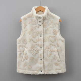 Coat fabric TEDDY Hearts off white