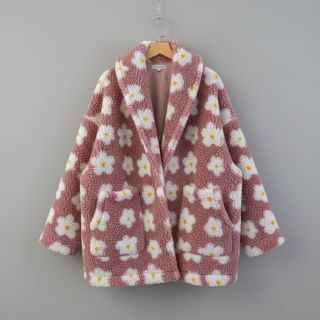 Coat fabric TEDDY Daisy old pink
