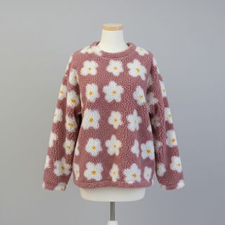 Coat fabric TEDDY Daisy old pink