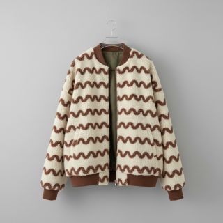 Coat fabric TEDDY JACQUARD Waves camel