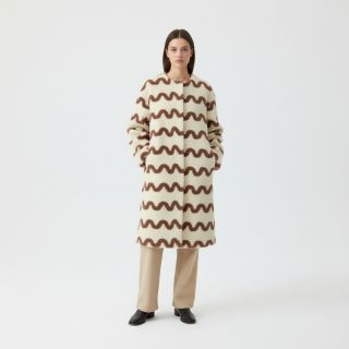 Coat fabric TEDDY JACQUARD Waves camel