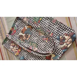 Decoration fabric Vegan black check digital print