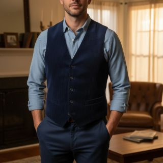 Corduroy 6W WASHED STRETCH navy