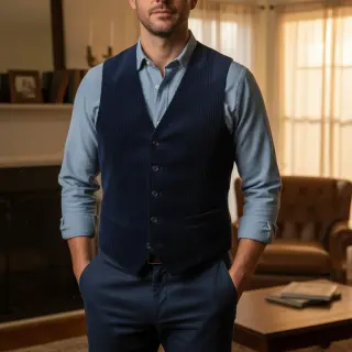 Corduroy 6W WASHED STRETCH navy