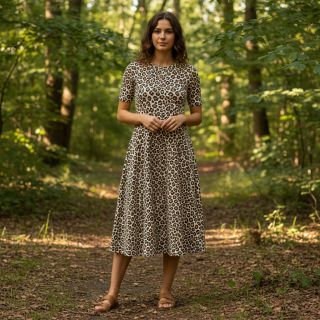 Corduroy STRETCH Little Leopard light sand