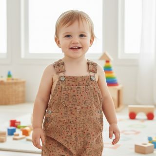 Corduroy STRETCH Little foxes sand