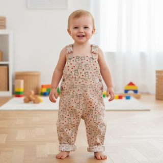 Corduroy STRETCH Little foxes light sand