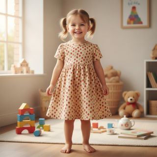 Corduroy STRETCH Little strawberries sand