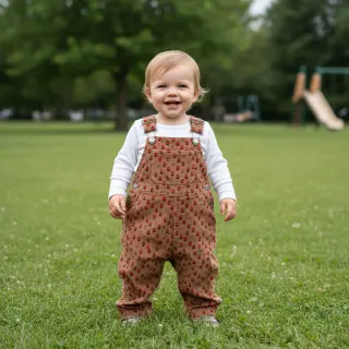 Corduroy STRETCH Little strawberries taupe