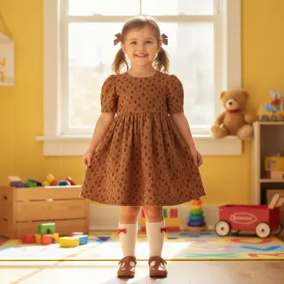Corduroy STRETCH Little strawberries taupe