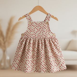 Corduroy STRETCH Little strawberries light sand