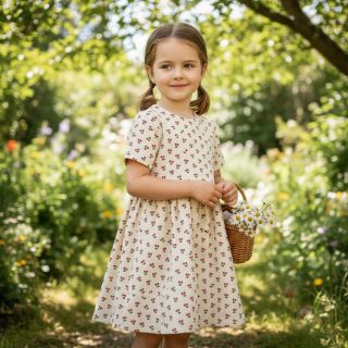 Corduroy STRETCH Little cherry light sand