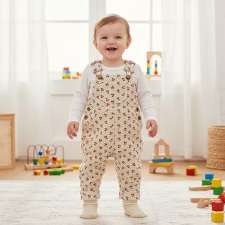 Corduroy STRETCH Little cherry light sand