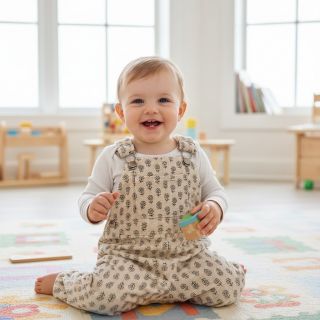 Corduroy STRETCH Little flower light sand