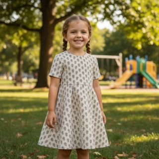 Corduroy STRETCH Little flower light sand