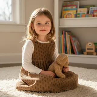 Corduroy STRETCH Little flower taupe