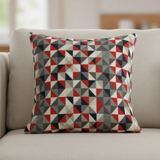 Decoration fabric Linenlook Big triangle red