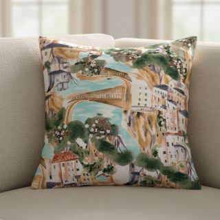 Decoration fabric Houses ecru digital print