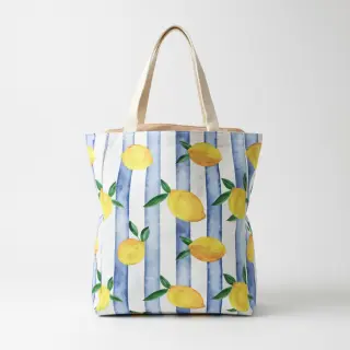 Decoration fabric Lemons blue digital print