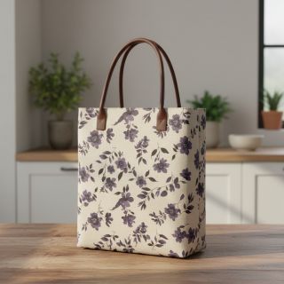 Decoration fabric Linenlook Night flowers digital print